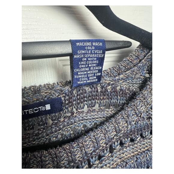 Architect Women's Short Sleeve Knit Sweater Blue Brown Size Large - Picture 4 of 8